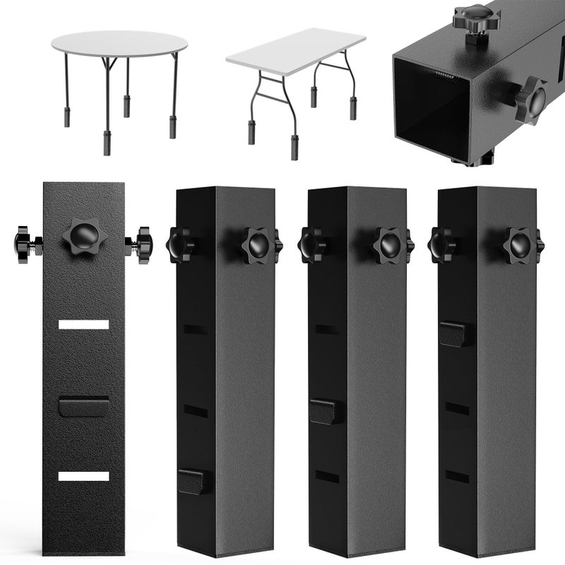 Laowu 4 Pack Folding Table Risers, Super-Strength Steel Table Leg Extenders, Table Height Extenders, Tables Lifts Risers, 3 Levels Adjustable Height Desk Leg Extensions Rise 2.3inï½œ4.3inï½œ6.3in - Image 1