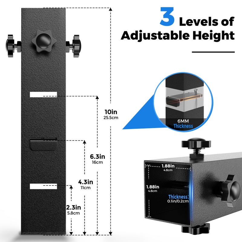 Laowu 4 Pack Folding Table Risers, Super-Strength Steel Table Leg Extenders, Table Height Extenders, Tables Lifts Risers, 3 Levels Adjustable Height Desk Leg Extensions Rise 2.3inï½œ4.3inï½œ6.3in - Image 2