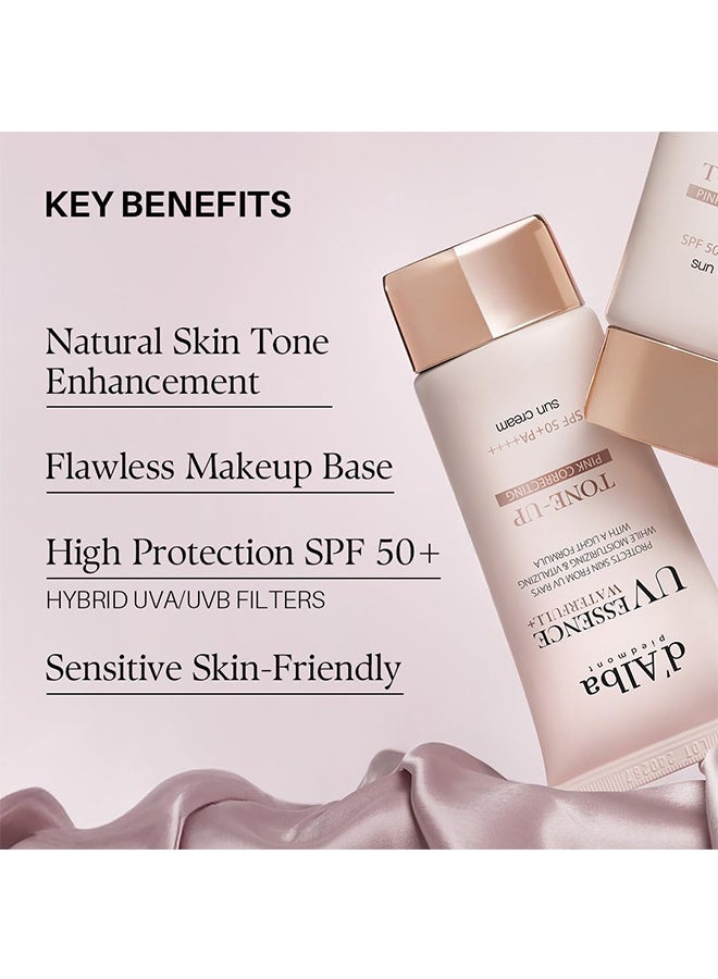 دي'ألبا d'alba Piedmont Italian White Truffle Waterfull Tone-up Sunscreen, العناية بالبشرة النباتية, مرطب ملون مع SPF 50+ PA+++, واقي شمسي لامع, استخدام لطيف وآمن لجميع أنواع البشرة - Image 4