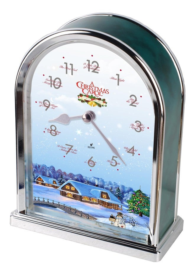 JUSTIME Luminous Peaceful Night 12 Song of Christmas Carols Table Mantel Clock Home Deco, Great for Gift (Green Marble) - Image 3