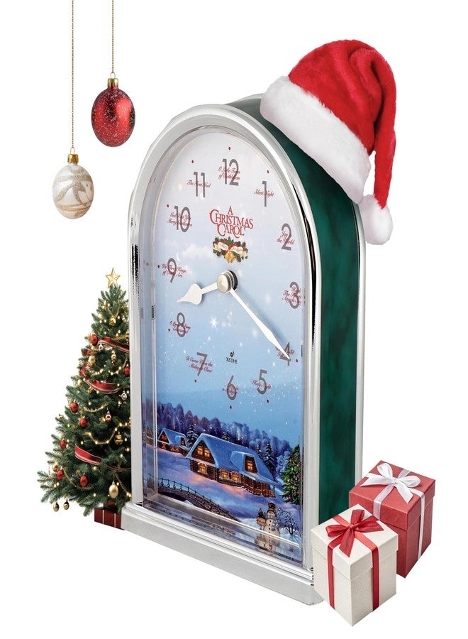 JUSTIME Luminous Peaceful Night 12 Song of Christmas Carols Table Mantel Clock Home Deco, Great for Gift (Green Marble) - Image 1