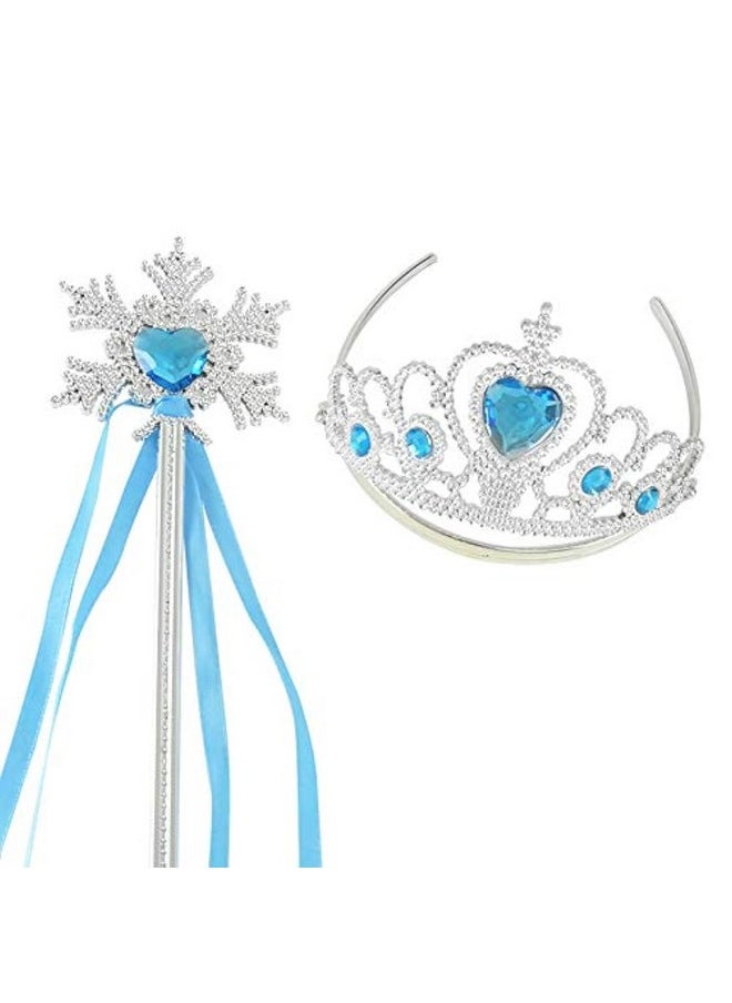 فانسي دريسويل مجموعة FancyDressWale Princess Silk Wands Tiaras and Crowns للفتيات من Gem Wand Gold Set باللون الأزرق  - Image 1