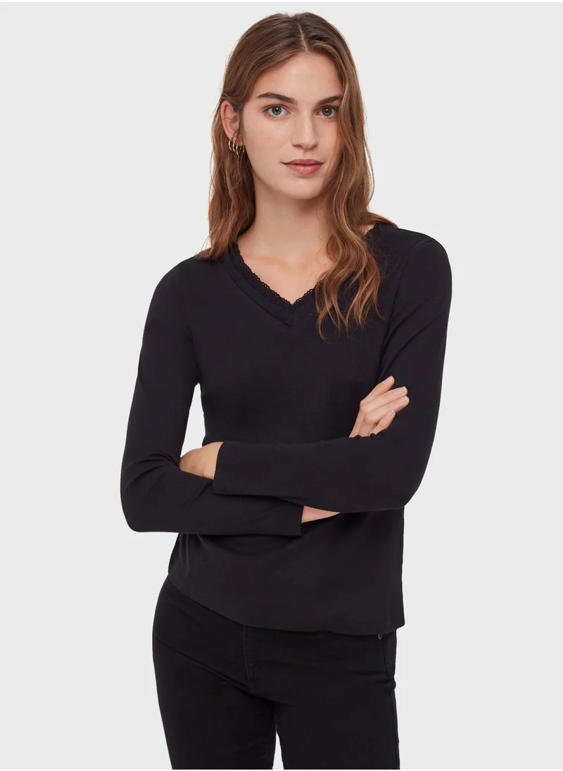 Ovs V-Neck Lace Detail Top