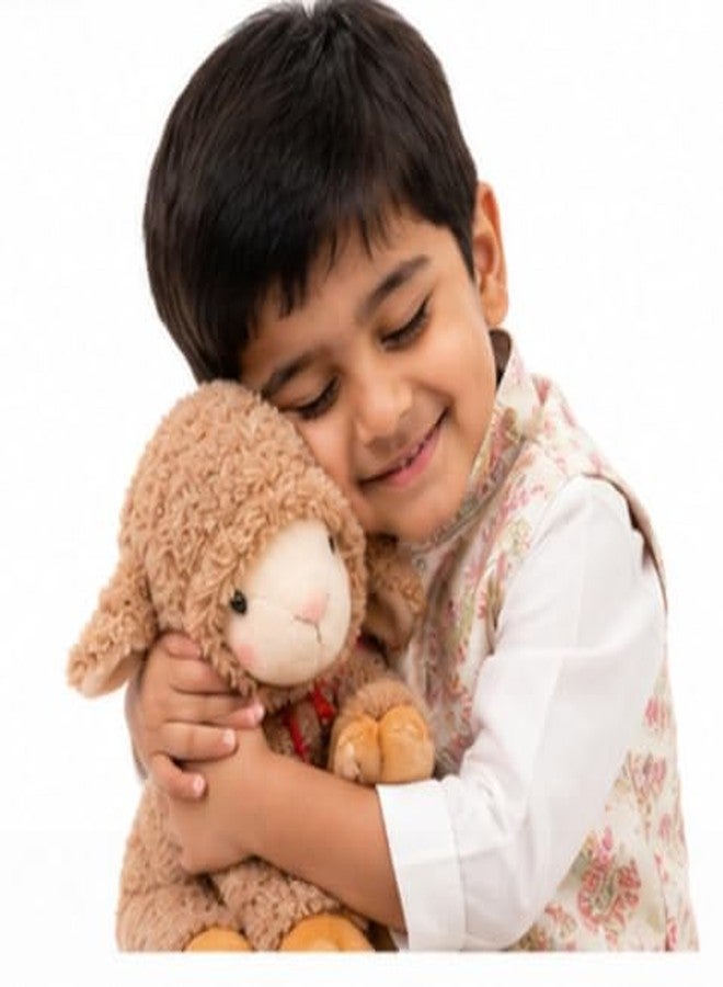 Cuddles Soft Lamb Plush Toy, Cuddly Stuffed Animal with Lace Collar, Winter Lamb Design, Beige and Brown Size 35 Cm Pack of 1 (Cream) - Image 2