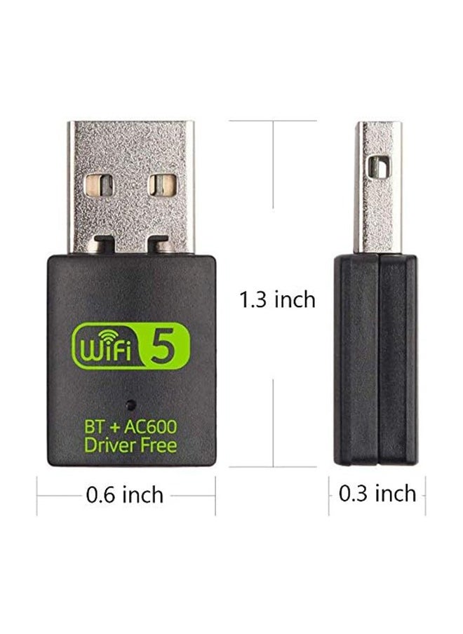 USB WiFi Bluetooth Adapter, 600Mbps Dual Band 2.4/5Ghz Wireless Network External Receiver, Mini WiFi Dongle for PC/Laptop/Desktop