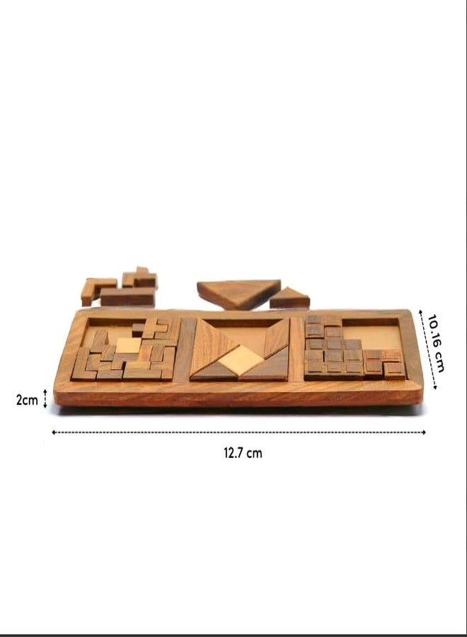 Mittimate 3 in 1 Wooden Puzzle Tray for Kids & Adults, Mind Development Activity Toy I Wooden Jigsaw Puzzle Game for Ages 6+, Brain Teasers Toy, Enhances Logical Thinking & Shape Recognition. - Image 2