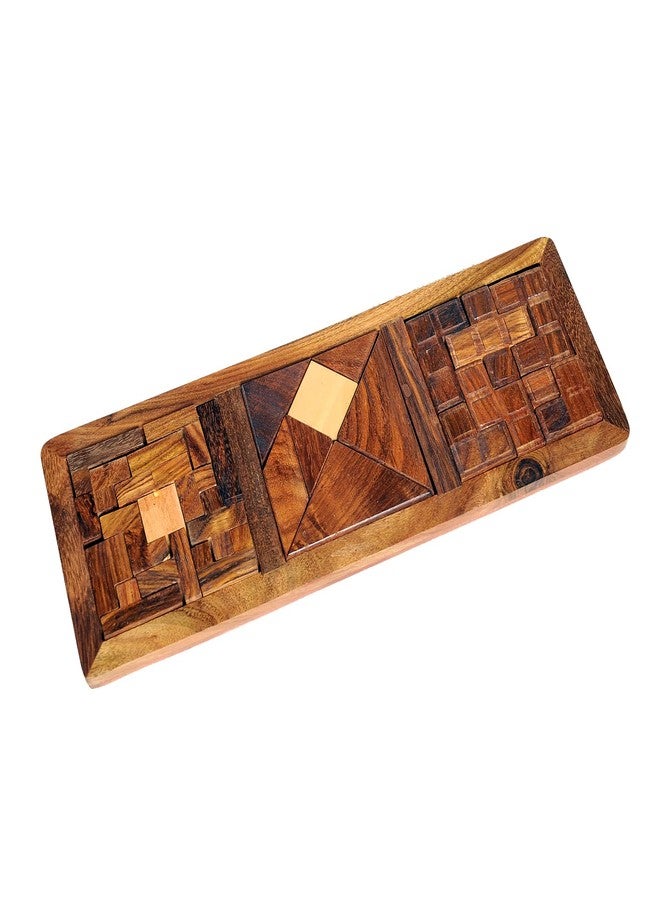 Mittimate 3 in 1 Wooden Puzzle Tray for Kids & Adults, Mind Development Activity Toy I Wooden Jigsaw Puzzle Game for Ages 6+, Brain Teasers Toy, Enhances Logical Thinking & Shape Recognition. - Image 4