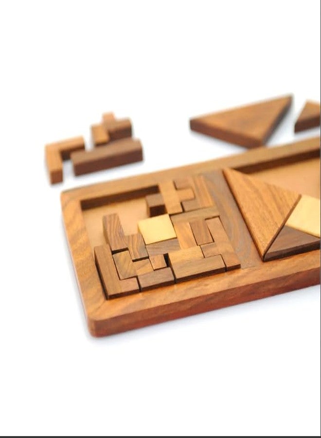 Mittimate 3 in 1 Wooden Puzzle Tray for Kids & Adults, Mind Development Activity Toy I Wooden Jigsaw Puzzle Game for Ages 6+, Brain Teasers Toy, Enhances Logical Thinking & Shape Recognition. - Image 3
