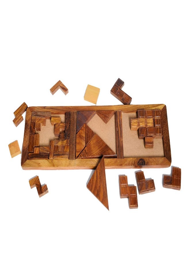 Mittimate 3 in 1 Wooden Puzzle Tray for Kids & Adults, Mind Development Activity Toy I Wooden Jigsaw Puzzle Game for Ages 6+, Brain Teasers Toy, Enhances Logical Thinking & Shape Recognition. - Image 5