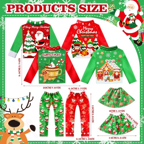 Newcotte 8 Pieces Christmas Accessories Clothes Doll Costume Santa Gingerbread Snowflake Christmas Tree Doll Clothes Holiday Outfits for Christmas Party DecorationsSanta - Image 5
