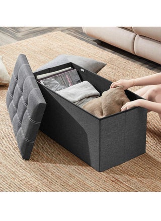 80L Folding Storage Ottoman Bench for Living Room, 30 inch Storage Bench with Padded Seat for Bedroom Hallway, Holds up to 350lbs, Linen Fabric Grey - pzsku/ZD7CC5F293E9F2DC71498Z/45/1746425892/1a5296af-16eb-4c07-9620-db637bbfc10d