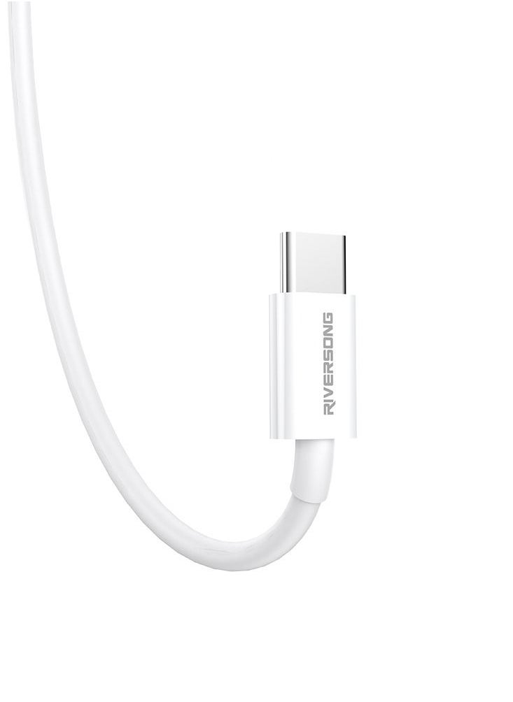 RIVERSONG RIVERSONG 60W Pd Fast Charging Type-C To Type-C Tpe Cable, CT76, 1M, White  - Image 3