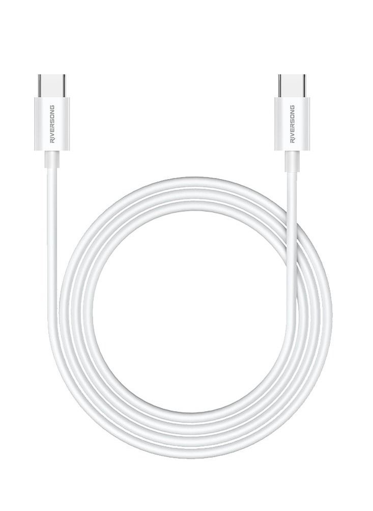 RIVERSONG RIVERSONG 60W Pd Fast Charging Type-C To Type-C Tpe Cable, CT76, 1M, White  - Image 2