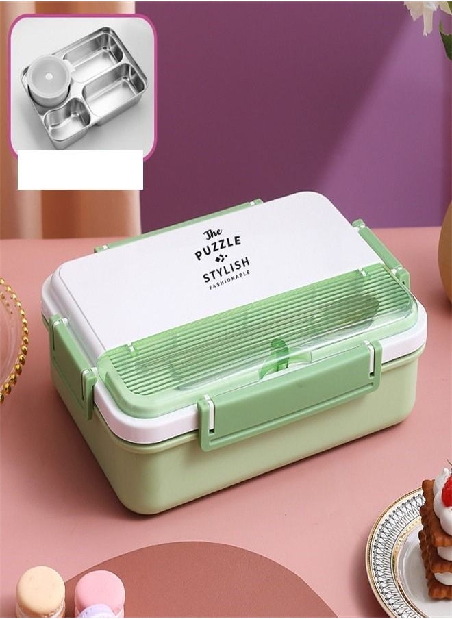 Loquat 304 Stainless Steel Four Compartment Insulated Lunch Box Green 