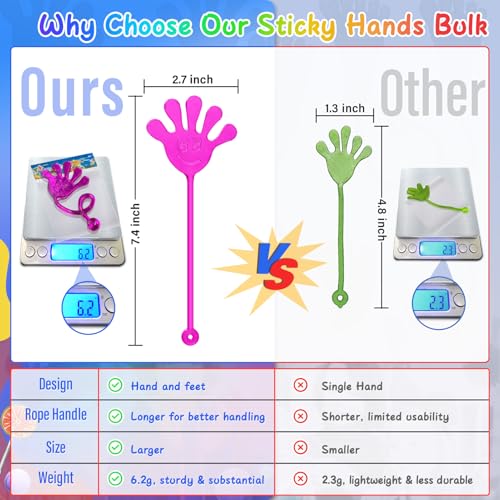 PICcircuit Sticky Hands Bulk 30 PCS Party Favors for Kids 4-8,8-12 Year Stretchy Sticky Hand Feet Goodie Bags Stuffers for Kids Mini Christmas Classroom Prizes Student Gifts Teacher Birthday Trinkets Slap Hand - Image 2