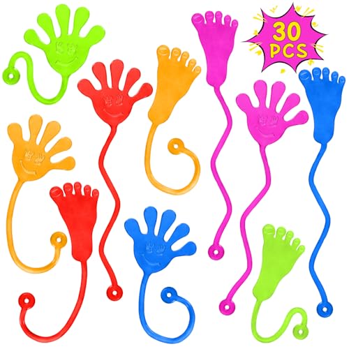 PICcircuit Sticky Hands Bulk 30 PCS Party Favors for Kids 4-8,8-12 Year Stretchy Sticky Hand Feet Goodie Bags Stuffers for Kids Mini Christmas Classroom Prizes Student Gifts Teacher Birthday Trinkets Slap Hand - Image 1