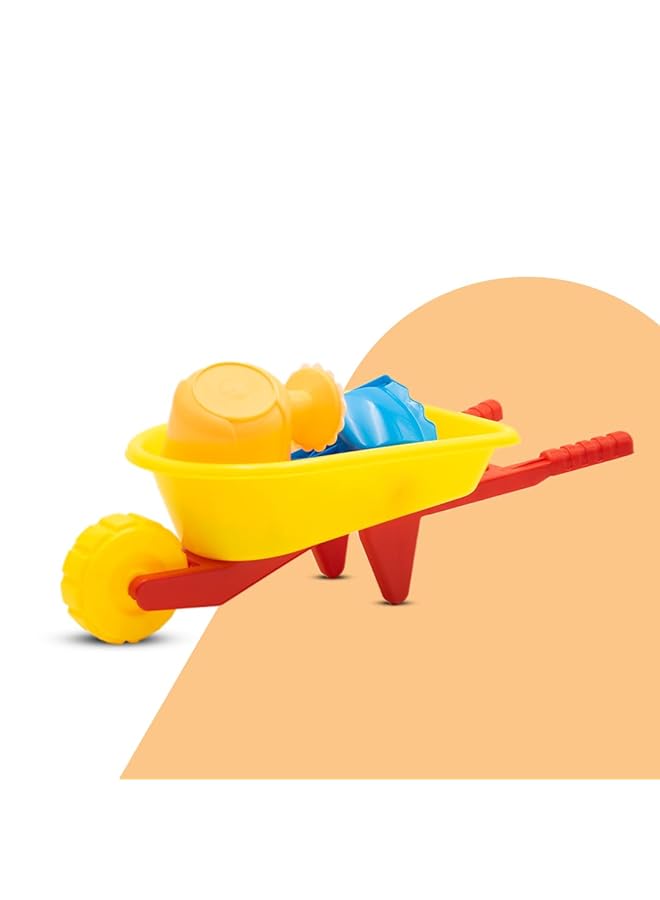 IToys Kids Wheelbarrow Beach Toy Set 51.5 X 21.5 X 18 Cm Yellow And Red Beach Tools - Image 3