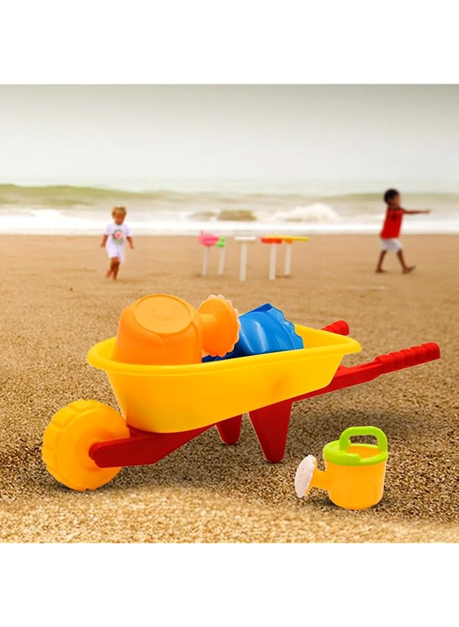 IToys Kids Wheelbarrow Beach Toy Set 51.5 X 21.5 X 18 Cm Yellow And Red Beach Tools - Image 1