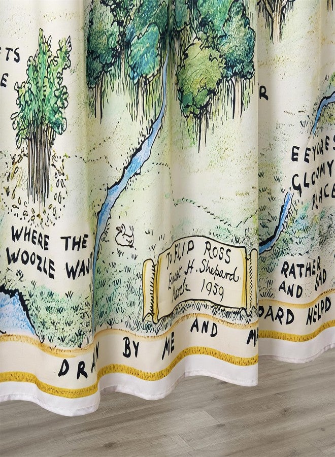Estmy Vintage Green Woodland Kids Children Bathroom Shower Curtain, 72''W x 72''L, Beige, Waterproof, Fabric, Unlined, 1 Panel - Image 3