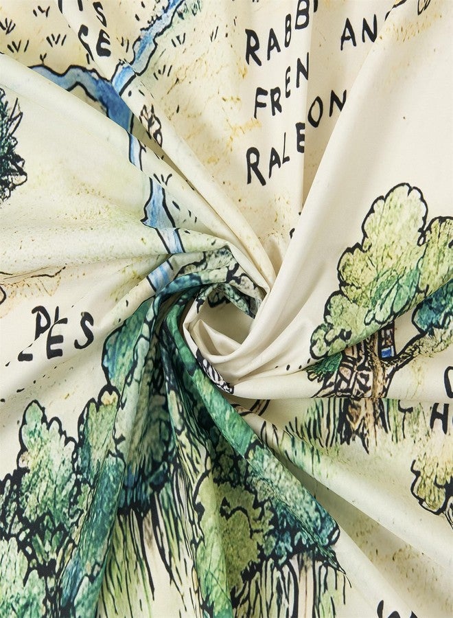 Estmy Vintage Green Woodland Kids Children Bathroom Shower Curtain, 72''W x 72''L, Beige, Waterproof, Fabric, Unlined, 1 Panel - Image 4