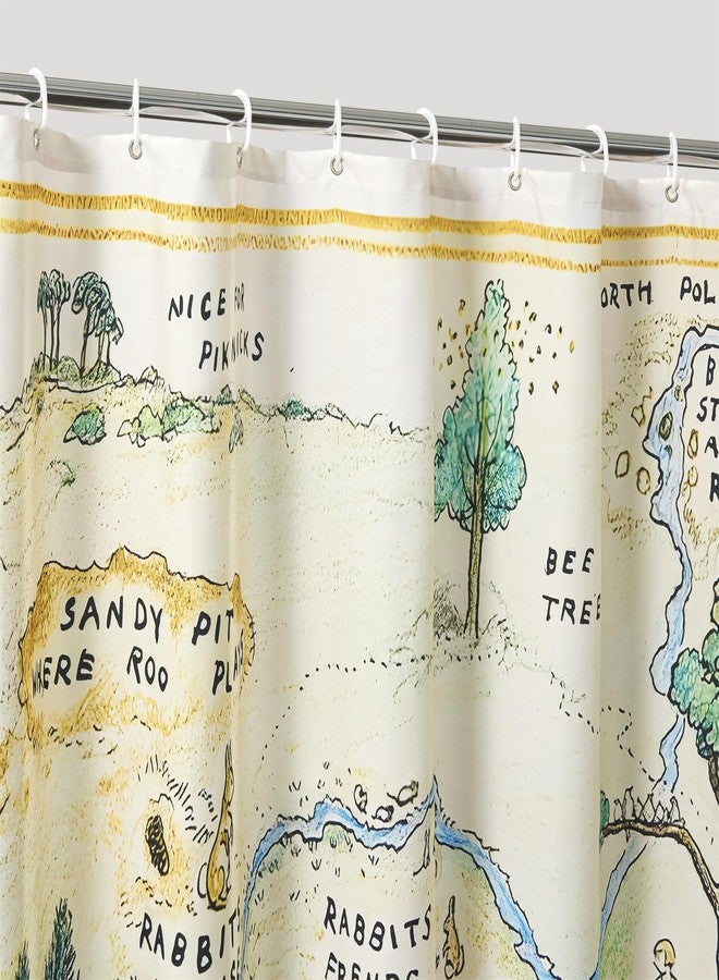 Estmy Vintage Green Woodland Kids Children Bathroom Shower Curtain, 72''W x 72''L, Beige, Waterproof, Fabric, Unlined, 1 Panel - Image 2
