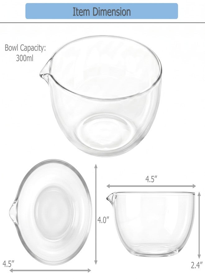 EIKS Glass Bowls with Spout for Mixing and Serving Sauce Jam Salad Coffee Milk Cooking Baking (300ml * 2) - Image 5