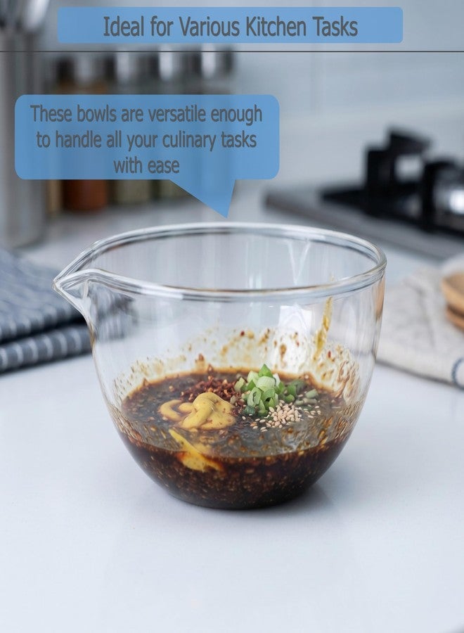 EIKS Glass Bowls with Spout for Mixing and Serving Sauce Jam Salad Coffee Milk Cooking Baking (300ml * 2) - Image 4