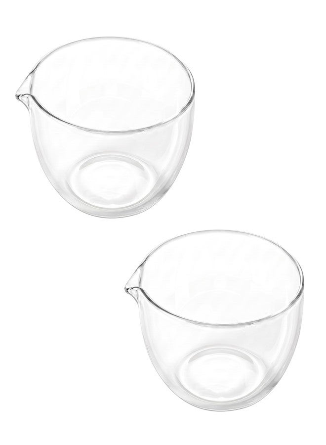EIKS Glass Bowls with Spout for Mixing and Serving Sauce Jam Salad Coffee Milk Cooking Baking (300ml * 2) - Image 1