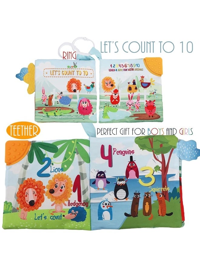 Bebe Mondo - Soft Cloth Crinkle Baby Books 0-6 Months Baby Toys 6 to 12 Months Touch Feel Books for Babies Infants Toddlers 1 Year Old, Baby Boy Girl Shower Gifts Ages 1-3 Early Education Farm Toy Teether - Image 1