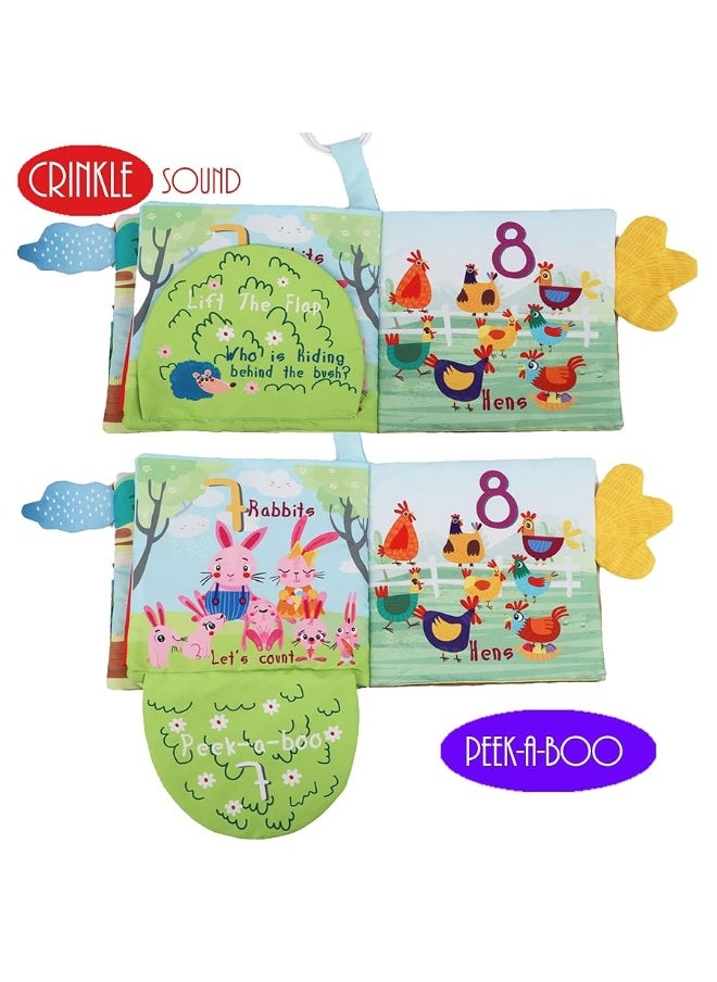 Bebe Mondo - Soft Cloth Crinkle Baby Books 0-6 Months Baby Toys 6 to 12 Months Touch Feel Books for Babies Infants Toddlers 1 Year Old, Baby Boy Girl Shower Gifts Ages 1-3 Early Education Farm Toy Teether - Image 1