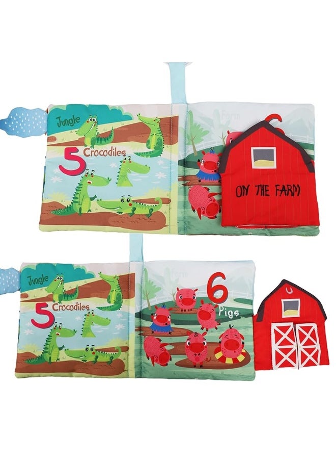 Bebe Mondo - Soft Cloth Crinkle Baby Books 0-6 Months Baby Toys 6 to 12 Months Touch Feel Books for Babies Infants Toddlers 1 Year Old, Baby Boy Girl Shower Gifts Ages 1-3 Early Education Farm Toy Teether - Image 1