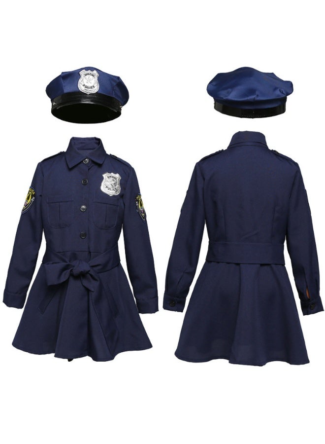 NIBEMINENT Cute police uniform for girls, a fitted one-piece long-sleeved police skirt - Image 1