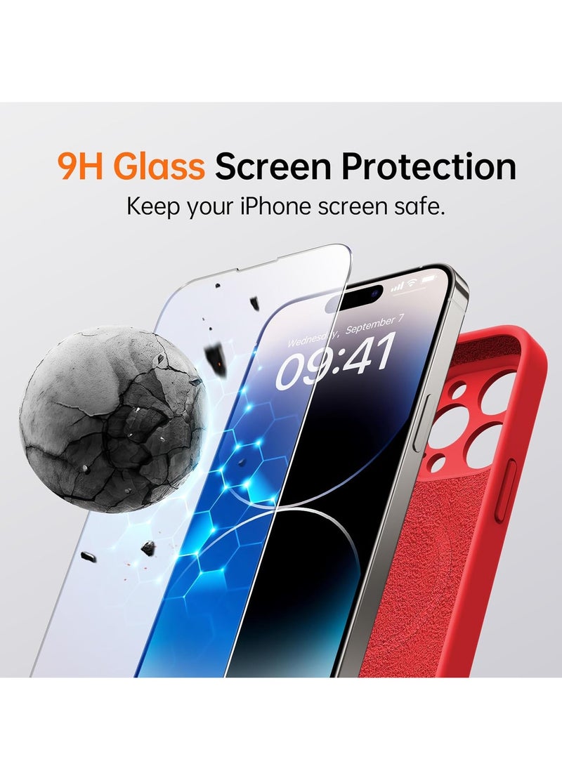 iPhone 16 Pro Max Case with 2 Screen Protectors – Liquid Silicone Protective Phone Case (6.9") – Compatible with MagSafe – Upgraded Camera Protection – Red