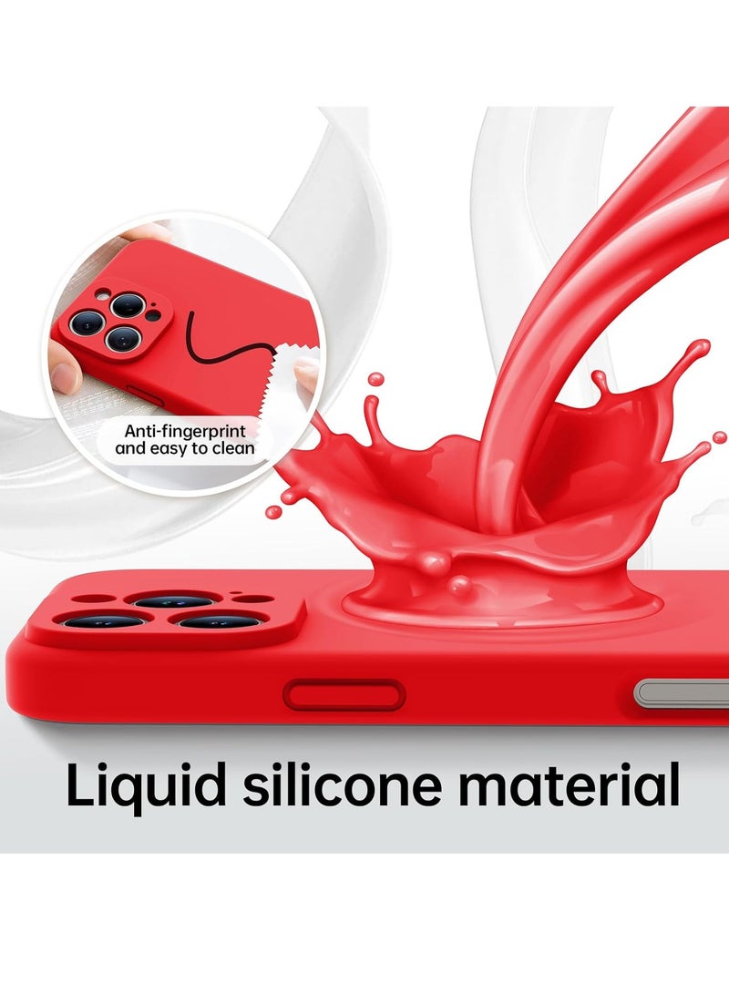 iPhone 16 Pro Max Case with 2 Screen Protectors – Liquid Silicone Protective Phone Case (6.9") – Compatible with MagSafe – Upgraded Camera Protection – Red