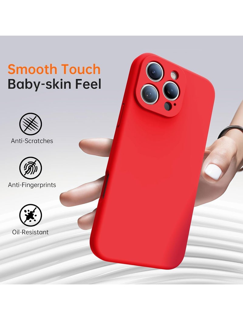 iPhone 16 Pro Max Case with 2 Screen Protectors – Liquid Silicone Protective Phone Case (6.9") – Compatible with MagSafe – Upgraded Camera Protection – Red