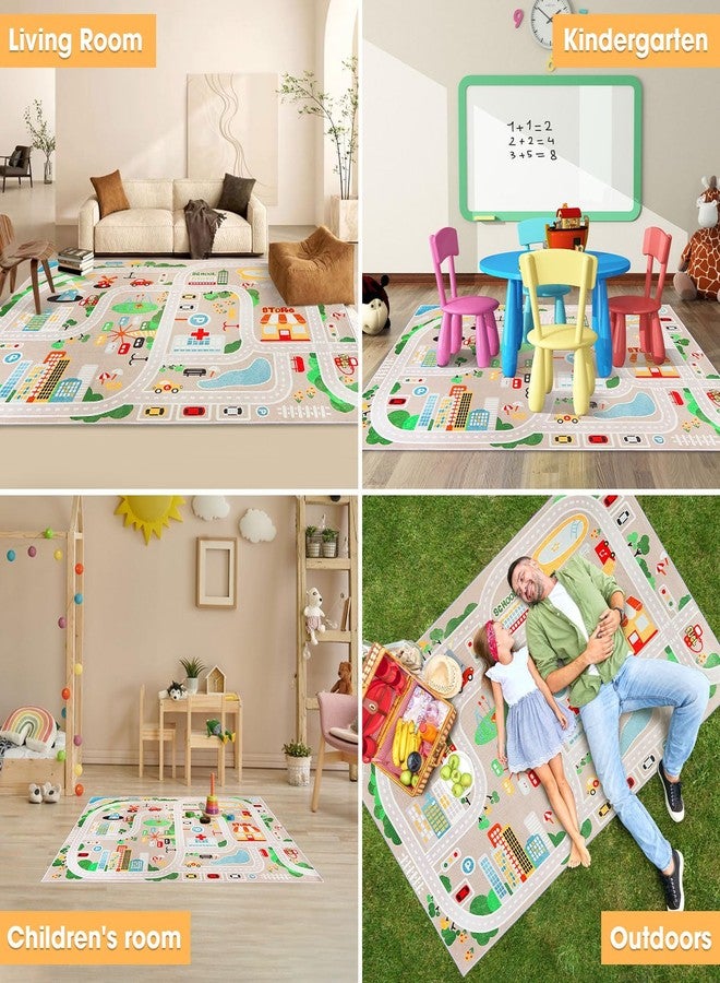 IKITOT Kid Rug Carpet Playmat for Toy Cars and Train，Play Area Rug with Rubber Backing，Fun Throw Rug，Ideal Gift for Children Baby Bedroom Play Room(80×120cm/32×47in) - Image 4