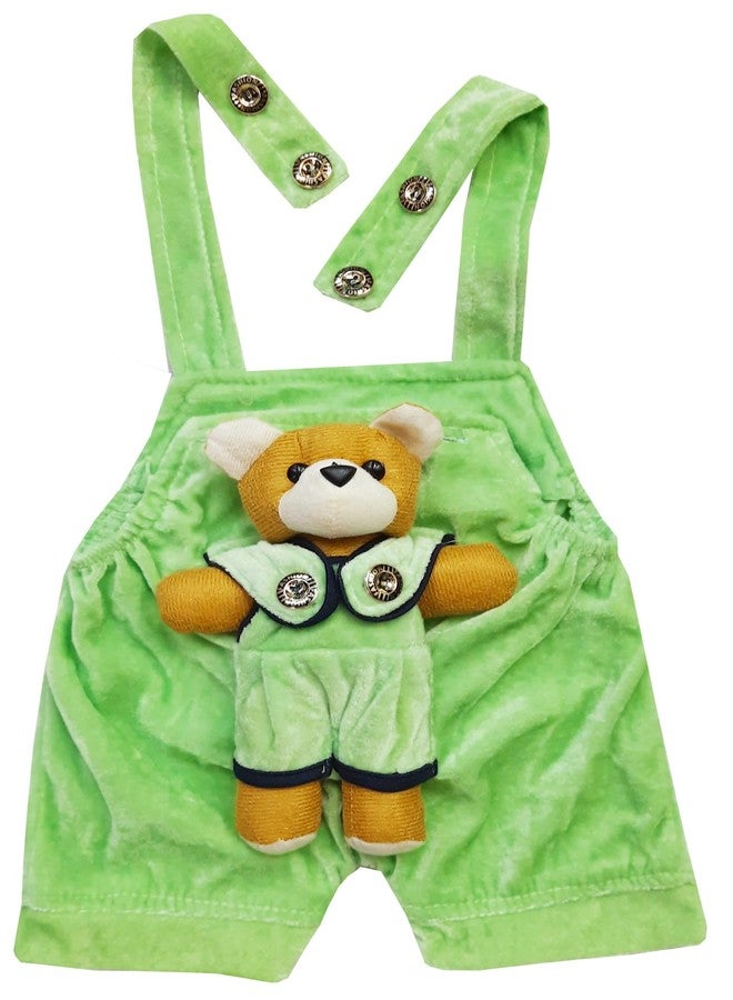 little PANDA Baby Boys Velvet Dungaree & Cotton t-shirt Clothing Set (0-6 months, Green) - Image 4