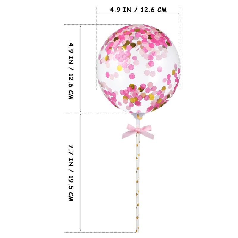 BESTOYARD 10Pcs Balloon Cake Toppers, Confetti Mini Balloons on a Stick for Birthday Party Decorations, Christmas Party, Baby Shower, Engagement Bridal, Homemade Baking Decor, Photography Props - Image 2
