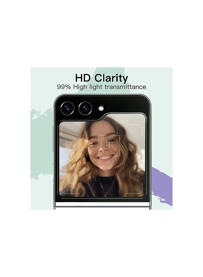 جي تيك واقي شاشة أمامي JETech لهاتف Samsung Galaxy Z Flip 5، طبقة من الزجاج المقوى 9H، مضاد للخدش، شفاف عالي الدقة، 3 عبوات - Image 2
