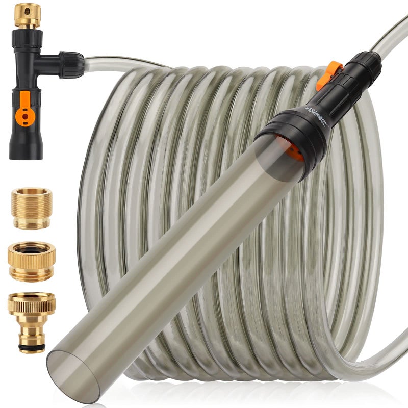 hygger Upgrade Aquarium Water Changer Kit, Semi-Automatic Fish Tank Gravel Cleaner, with 49 FT Water Hose, Flow Control Valve - Image 1