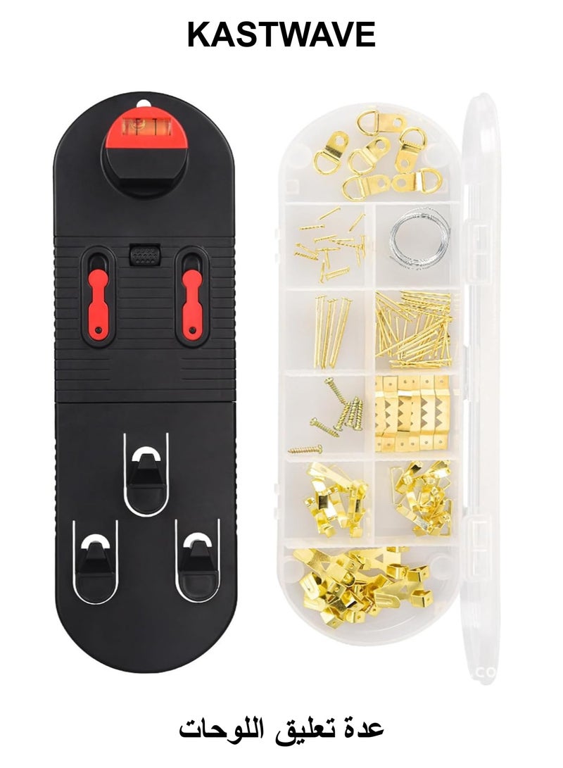 KASTWAVE Picture Hanging Tool, Wall Hanging Kit with Picture Hanging Tool, Photo Frame Hangers Hanging Tool Picture Hanging Tool Kit, Frame Wall Locator with Level Straight-Up Heavy Picture Hanging Kit - Image 1