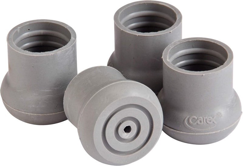 Carex Durable Walker and Bath Bench Tips - Gray Rubber Glide Tips for 1 1/8-Inch Tubing - Image 1