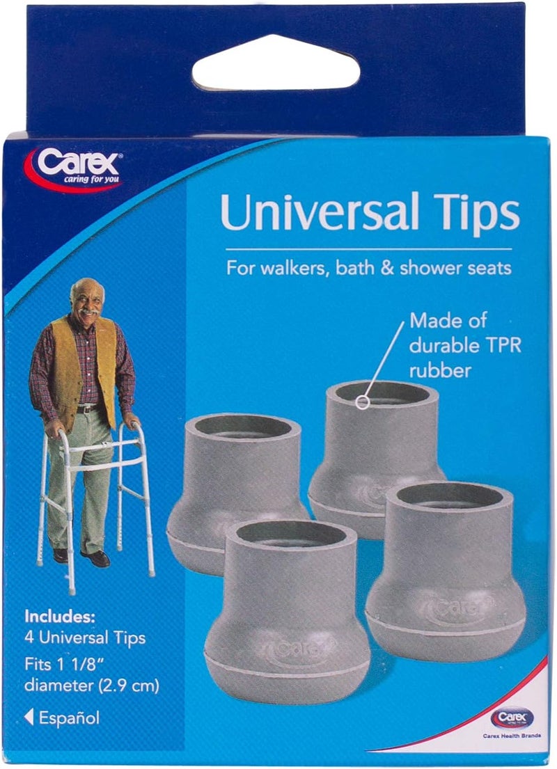 Carex Durable Walker and Bath Bench Tips - Gray Rubber Glide Tips for 1 1/8-Inch Tubing - Image 5