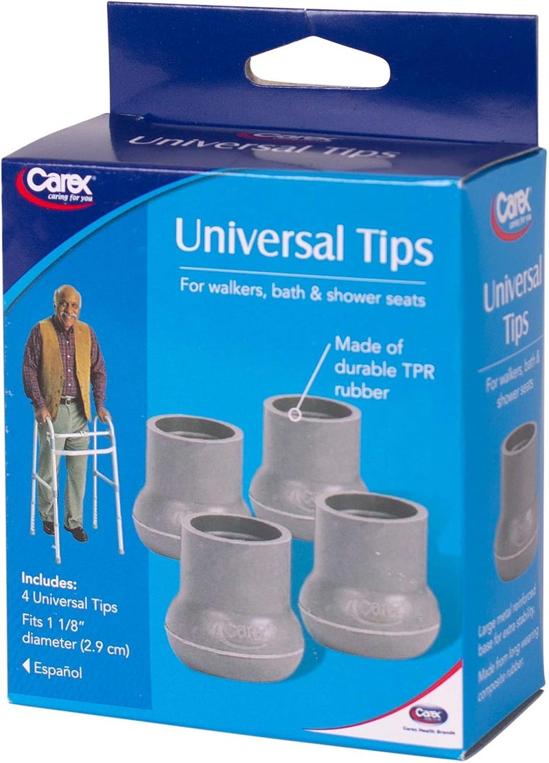 Carex Durable Walker and Bath Bench Tips - Gray Rubber Glide Tips for 1 1/8-Inch Tubing - Image 4