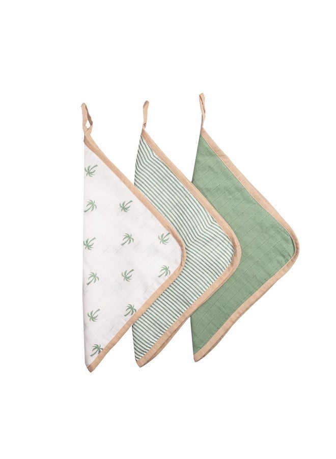 ماسيلو منشفة أطفال من الشاش العضوي بنسبة 100%/قابلة لإعادة الاستخدام، ماصة وناعمة للغاية/عبوة متعددة للرضع والأطفال الصغار/عبوة من 3 قطع - بالم - Image 1