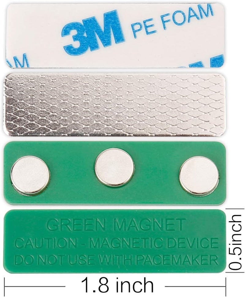 KASTWAVE Magnetic Name Tag, Magnetic Badge Holder For Clothes, Metal Magnetic Tags With 3 Neodymium Magnets, Pass Holder With Adhesive Tape - For Jacket, Lapel Or Shirt (20 Pcs, Green) - Image 3