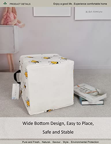 ONOEV Square Folding Laundry Basket, Canvas Basket,Nersury Hamper,Suitable for Children,Office,Bedroom,Clothes,Toys Storage（Bee - Image 5