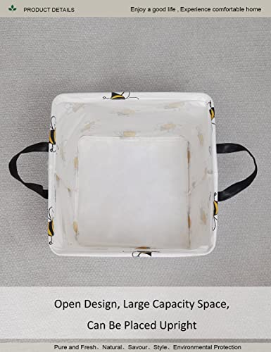 ONOEV Square Folding Laundry Basket, Canvas Basket,Nersury Hamper,Suitable for Children,Office,Bedroom,Clothes,Toys Storage（Bee - Image 4