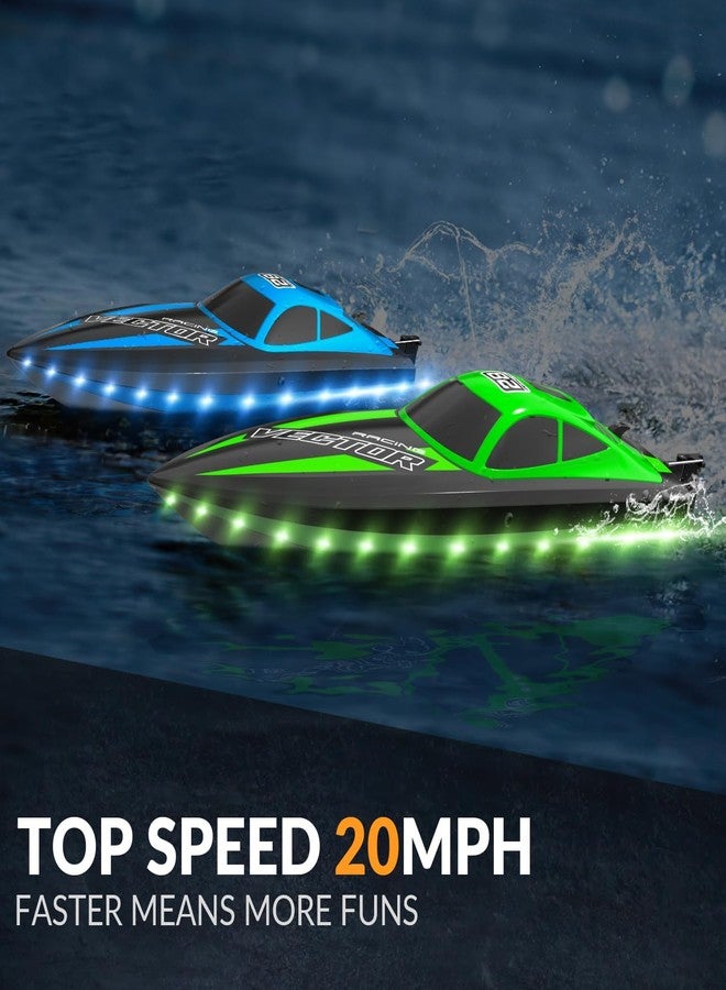 VOLANTEXRC RC Boat 20MPH Fast Remote Control Boat for Adults 2.4Ghz Toy Boats for Pools and Lake with 2 Rechargeable Batteries Toys Gifts for Adults with Light, Green - Image 2