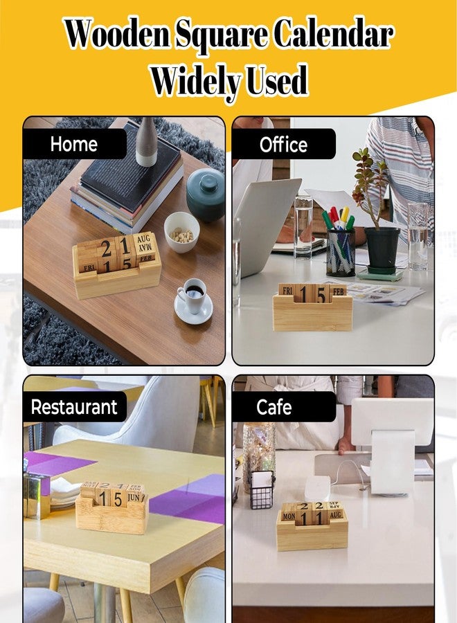 Realand Wooden Perpetual Block Calendar for Desk, Wood Desktop Month Date and Day of the Week Display Blocks, for Rustic Farmhouse Office Decor Cute Desk Accessories - Image 5